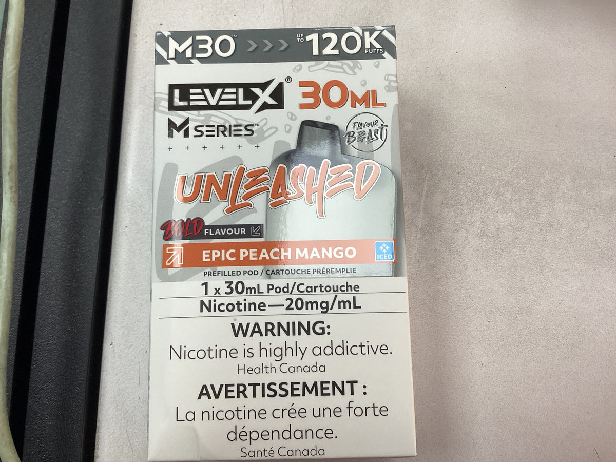 Level X M Series Pod 30ml Unleashed Epic Peach Mango Iced 20mg
