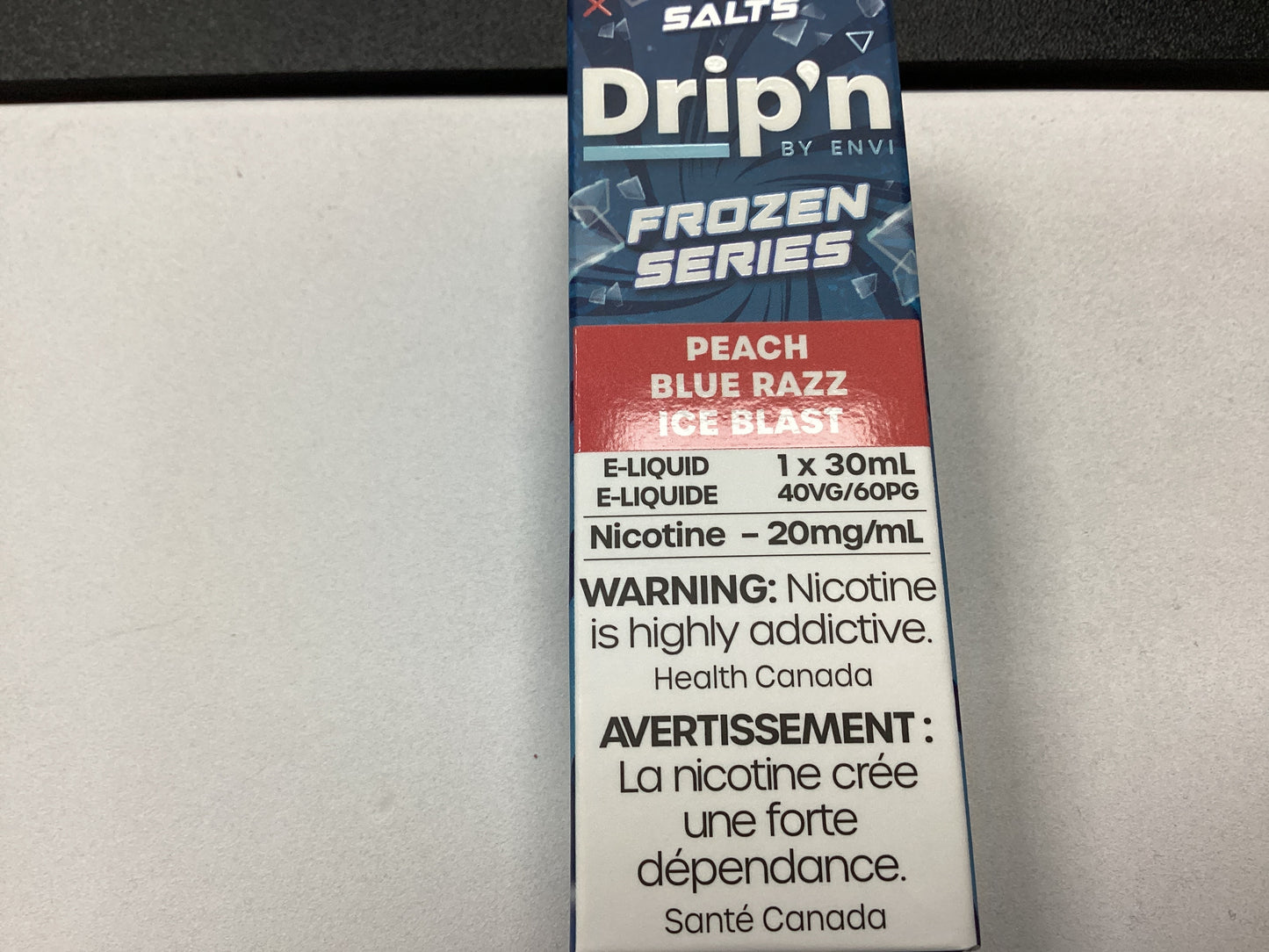 Dripn E liquid peach blue razz ice blast 20mg/30ml (provincial tax)