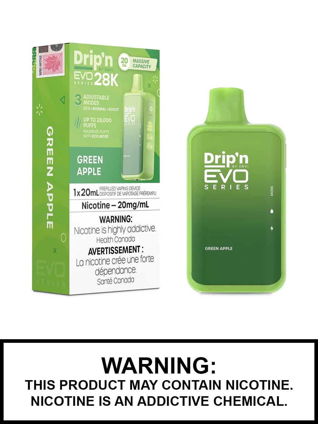 Dripn Evo 28k Green Apple (provincial tax)