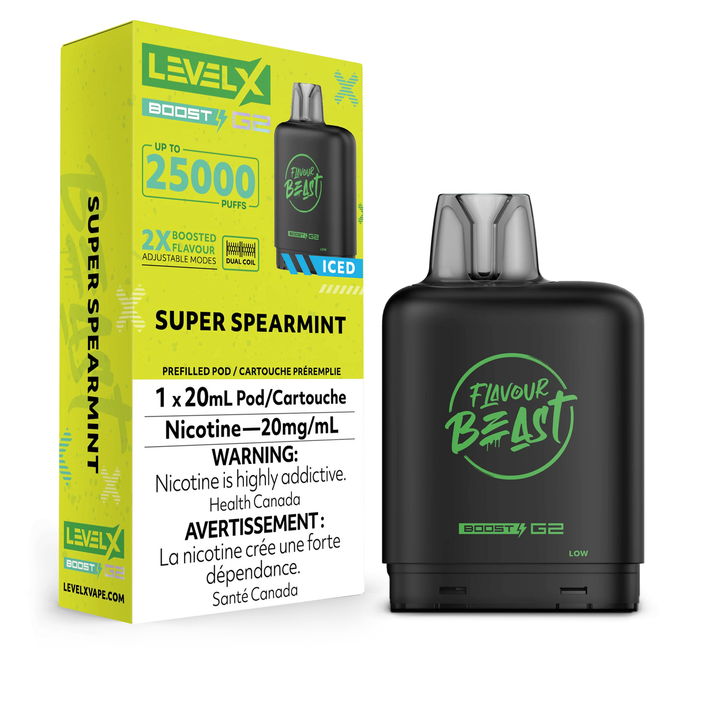 Flavour beast Level X boost G2 25k Super spearmint *