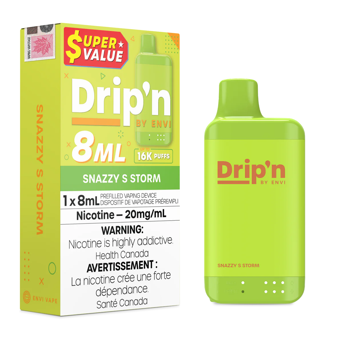 16k Dripin 8ml Snazzy S Storm 20mg (Provincial tax)