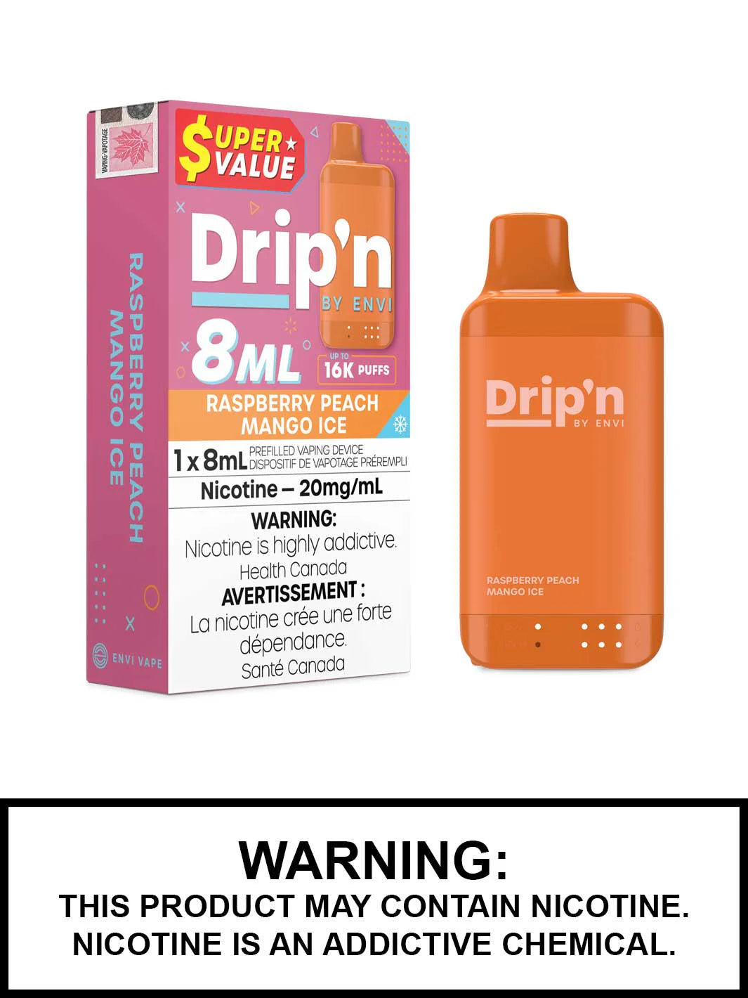 16k Dripin 8ml Raspberry Peach Mango 20mg *