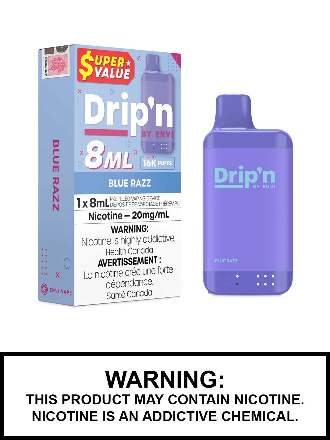 16k Dripin 8ml Blue Razz 20mg (Provincial tax)