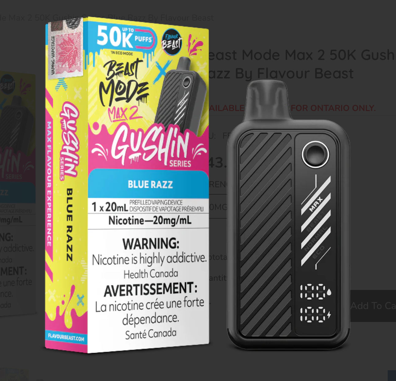 FLAVOUR BEAST 50k MAX 2 GUSHIN BLUE RAAZ *