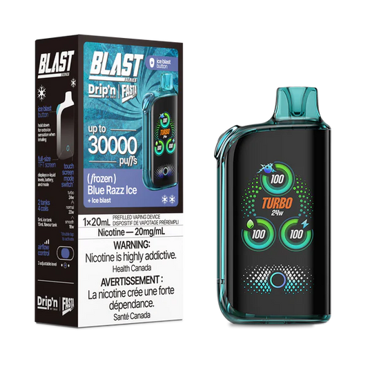 Dripn fasta blast 30k blue razz ice