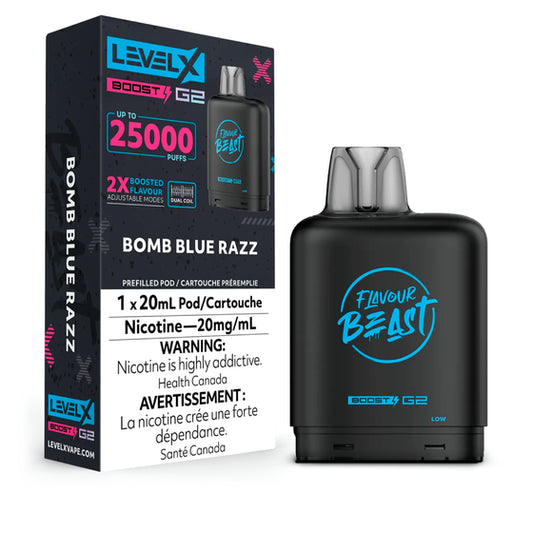 Flavour beast Level X boost G2 25k Bomb Blue Razz (Provincial Tax)